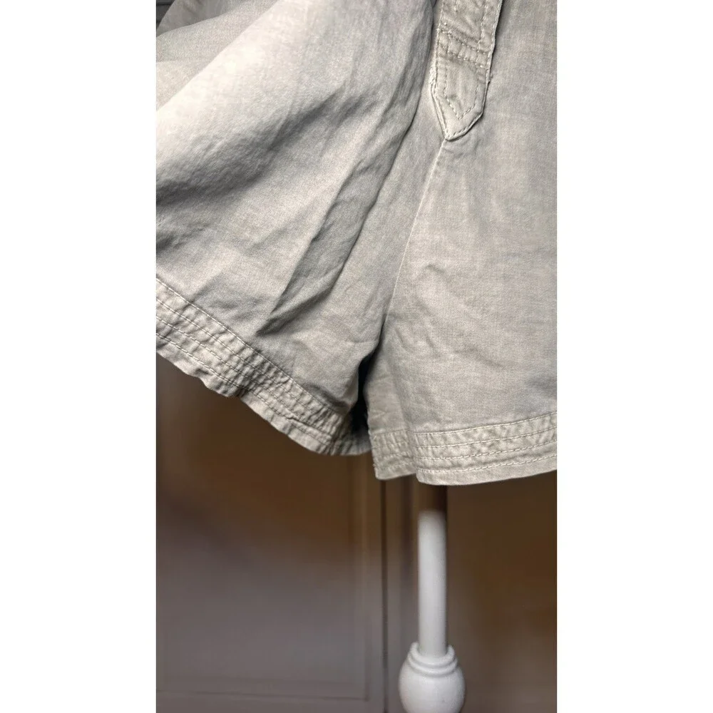Free People Light Sage Button Front Shirt Romper Short Sleeve Tie Waist Size M - Picture 4 of 15